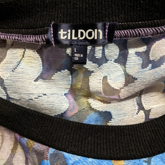 Tildon Sheer Embroidered Floral Top Multi L - Picture 7 of 7